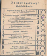 3 Stck. Wahlzettel Reichstagswahl Wahlkreis Franken, Jeweils NSDAP Angekreuzt - Historical Documents