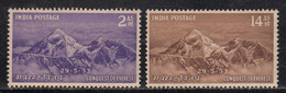 India MH 1953 Mt Everest, Set Of 2,, Nature, Mountain, Glacier, Snow, Geography, (cond., 2as Marginal Creased) As Scan - Nuevos