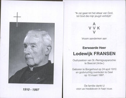 E.H. Lodewijk Fransen :  Borgerhout 1910 - Geel 1997  ( Oud Pastoor Beerzel ) - Devotieprenten