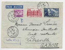 GANDON 10FR VIOLET +12FR LUXEMBOURG +18FR CHATEAUBRIAND LETTRE AVION NANTES PREFECTURE 2.10.1948 POUR GABON AU TARIF - 1945-54 Marianne De Gandon