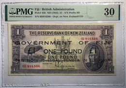 TOP POP ! Fiji British Administration (1942) 1 Pound Pick-45b PMG VF30 (New Zealand Fidji Billet Paper Money Bitcoin - Fidschi