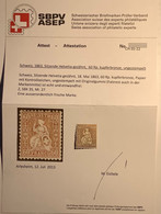 Schweiz SBK 35 = 2000 CHF: 1863 Sitzende Helvetia 60 Rp Kupferbronze LUXUS Ungebraucht(Suisse Neuf Attest Cert XF MH - Neufs
