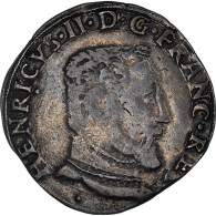 Monnaie, France, Henri II, Teston, 1555, Toulouse, TB+, Argent - 1547-1559 Henry II
