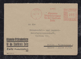 Deutsches Reich 1932 AFS 15Pf Meter Freistempler Brief ZEITZ X BERLIN AOK Krankenkasse - Brieven En Documenten