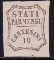 Parma - 008 * 1859 - 10 C. Bruno N. 14 Del Governo Provvisorio. Cat. € 2200,00. Cert. Bolaffi. SPL - Parma