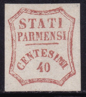 Parma - 009 (*) 1859 - 40 C. Rosso Bruno N. 16 Del Governo Provvisorio Senza Gomma, Esemplare Molto Raro Cat. € 23500,00 - Parme