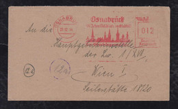 Deutsches Reich 1944 AFS 12Pf Meter Freistempler Brief OSNABRÜCK X WIEN Austria Bürgermeister - Storia Postale
