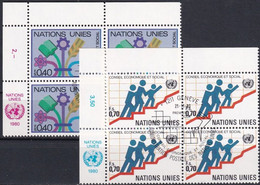 UNO GENF 1980 Mi-Nr. 94/95 Eckrandviererblocks O Used - Aus Abo - Oblitérés