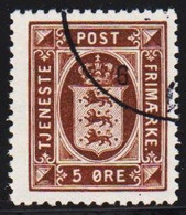 1923. Official. 5 Øre Brown. Perf. 14x14½, Wm. Multiple Crosses  (Michel D15) - JF510026 - Servizio