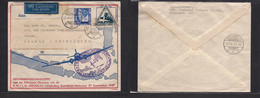 DUTCH INDIES. 1937 (27 Sept) Makassar - Denmark, Marhus. Air Mail Multifkd Env. Illustrated Special Cachet. - Nederlands-Indië