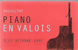 CARTE PUBLICITE-1997-4e FESTIVAL PIANO En VALOIS-OCTOBRE 1997-Plastic Glacé Epais-TBE - Tickets De Concerts