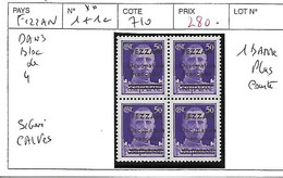 FEZZAN N° 1 + 1c DANS BLOC DE 4 . 1 BARRE PLUS COURTE SIGNE CALVES - Unused Stamps