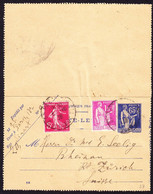 1938 65c Type Paix Mit Zusatzfrankatur Aus Paris Nach Rheinau, Zürich - Cartes-lettres