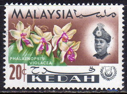 MALAYSIA MALESIA KEDAH MALAYA 1965 ORCHID WITH PORTRAIT OF SULTAN ABDUL HALIM CENT. 20c MNH - Kedah