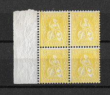 1881 Sitzende Helvetia (gezähnt) Faserpapier → Viererblock     ►SBK-39**◄ - Unused Stamps