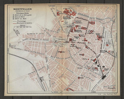 CARTE PLAN 1914 - MONTPELLIER - HOTEL De La MÉTROPOLE - GRAND HOTEL - HOTEL Du MIDI - TRAMWAYS - PAVILLON POPULAIRE - Cartes Topographiques