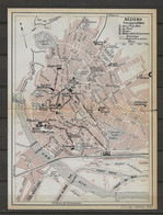 CARTE PLAN 1914 - BÉZIERS - HOTELS De La Cie Du MIDI Du NORD Du GLACIER MODERN HOTEL Du COMMERCE - USINE TRAMWAYS - Cartes Topographiques