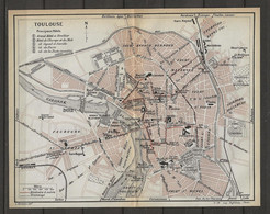 CARTE PLAN 1914 - TOULOUSE - HOTELS CAPOUL & SONVILLE - GRAND HOTEL & TIVOLLIER - HOTEL De L'EUROPE Et Du MIDI - Cartes Topographiques