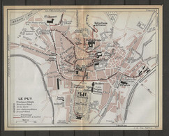 CARTE PLAN 1914 - LE PUY - TERMINUS HOTEL - HOTEL Des AMBASSADEURS - HOTEL De La GARE - GRAND HOTEL - - Cartes Topographiques