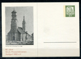 F1264 -  BUND - Privatganzsache 10 Pfg. Dürer "80 J. Württ. Philatelistenverein, Stuttgart 1882 E.V.", Abb. Stiftskirche - Privatpostkarten - Ungebraucht