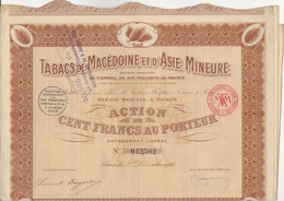 LOT DE 2 ACTIONS DE 100 FRS - TABACS DE MACEDOINE ET D'ASIE MINEURE  - ANNEE 1923 - Azië