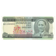 Billet, Barbados, 5 Dollars, Undated (1986), KM:37, SUP - Barbados (Barbuda)