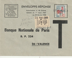 Timbre De Greve D'epinal Du 26 Mai 1968 Avec Timbre Cop 1331A - Other & Unclassified