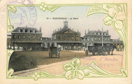 Dunkerque * La Gare * Cachet Marine Nationale , Service à La Mer , Torpilleur D'escadre BALISTE * Cpa Gaufrée Embossed - Dunkerque