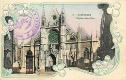 Dunkerque * Place De L'église St éloi * Cachet Marine Nationale , Service à La Mer * Cpa Gaufrée Embossed - Dunkerque