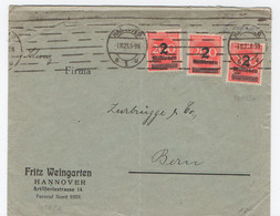 Brief, Hannover, "Fritz Weingarten", MeF, Gel. 1923, Nach Bern /Schweiz - Covers & Documents