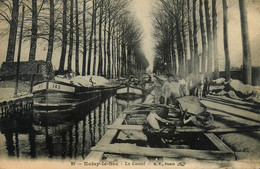 Noisy Le Sec * Le Canal * Péniches Batellerie * Péniche N°145 Barge Chaland * Cachet Controle Par L'autorité Militaire - Noisy Le Sec