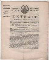 AN V EXTRAIT REGISTRES DE L'ADMINISTRATION CENTRALE DU DEPARTEMENT DU RHONE - CONTRIBUTIONS DIRECTES / DEGREVEMENT - Decreti & Leggi