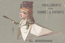 CHROMO MAISON AD. GODCHAU  HABILLEMENTS PARIS  PLIAGE PAPIER ET JEUNE FILLE - Other