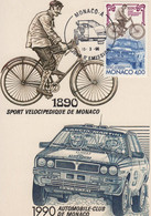 Monaco - N°1717 - Cyclisme Et Voiture - 1990 - Carte Maximum - Maximumkarten (MC)