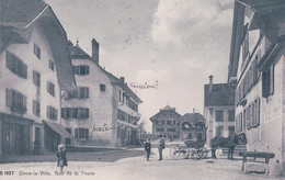 Oron La Ville, Bureau De Poste, Rue Animée Et Attelage D'un Cheval (1937) - Oron