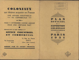 Plan Officiel De L'exposition Coloniale Internationale Paris 1931 Publicité Cida Chocolat Au Lait + Byrrh Vin Quinquina - Europa