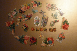 Lot De +ou- 20 Découpis Majorité Fleurs - Oiseaux - Mains - Format Maxi 10cmx6cm Format Mini 2,5cmx2;5 Cm Env. - Fleurs