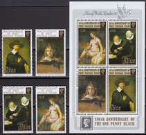 NIUE 1990 Penny Black 150th Anniversary, Set Of 4 & $6 M/S MNH - Rembrandt