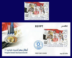 Egypt - 2021 - S/S & FDC - ( The Egyptian Champions Tokyo Olympic Games 2020 ) - MNH** - Summer 2020: Tokyo