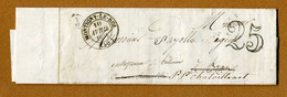 BONNECOURT (52) : TAXE à 25   MONTIGNY-LE-ROI + Lettre " J "  (1854) Pour BRAUX-LE-CHATEL - 1859-1959 Storia Postale
