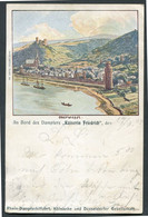 AK Oberwesel Aus Dem Jahre 1908 Mit Stempel Coblenz / Dampfer Kaiserin Friedrich - Gemälde Fr. Dietz, Dssdf. - Oberwesel