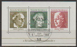BRD 1969 MiNr.596 - 598 Block 5  O Gest. ESST. Bonn 50 Jahre Frauenwahlrecht ( Bl.9  ) - 1959-1980