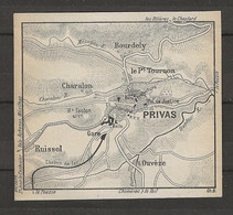 CARTE PLAN 1914 - PRIVAS - CHARALON - RUISSOL - OUVEZE - BOURDELY - TOURNON - Cartes Topographiques