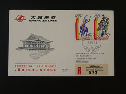 Lettre Premier Vol First Flight Cover Liechtenstein --> Seoul Korea Via Zurich Korean Airlines Ref 101402 - Cartas & Documentos