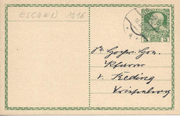 Liechtenstein Entier Postal Ganzsache Carte Postale Postkart Autriche 5H. Oblitération Eschen 1916 - Stamped Stationery