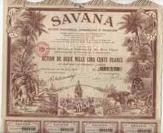SAVANA -  SOCIETE INDUSTRIELLE,COMMERCIALE ET FINANCIERE - TRES BELLE ACTION ILLUSTREE 2500 FRS - ANNEE 1952 - Afrique