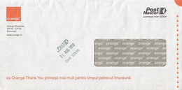 8719FM- TELECOM COMPANY HEADER PREPAID COVER, 2013, ROMANIA - Covers & Documents