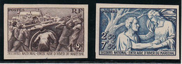 FRANCE - N° 497/498* - SECOURS NATIONAL - PAIRE NON DENTELEE. (charnière Légère). - 1941-1950