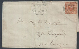 1859. DANMARK. Wavy-lined Spandrels. 4 Skilling Brown, On Cover (tear) To Dybe Præste... (Michel 7a) - JF425522 - Briefe U. Dokumente