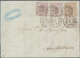 1868. DANMARK. Large Oval Type.__ 8 Skilling Yellow-brown (1st Print) + 2 Ex 3 Skilli... (Michel 14A+) - JF425525 - Storia Postale